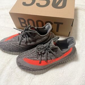 Adidas Gray and Orange Sneakers with Knit Upper and Textured Sole